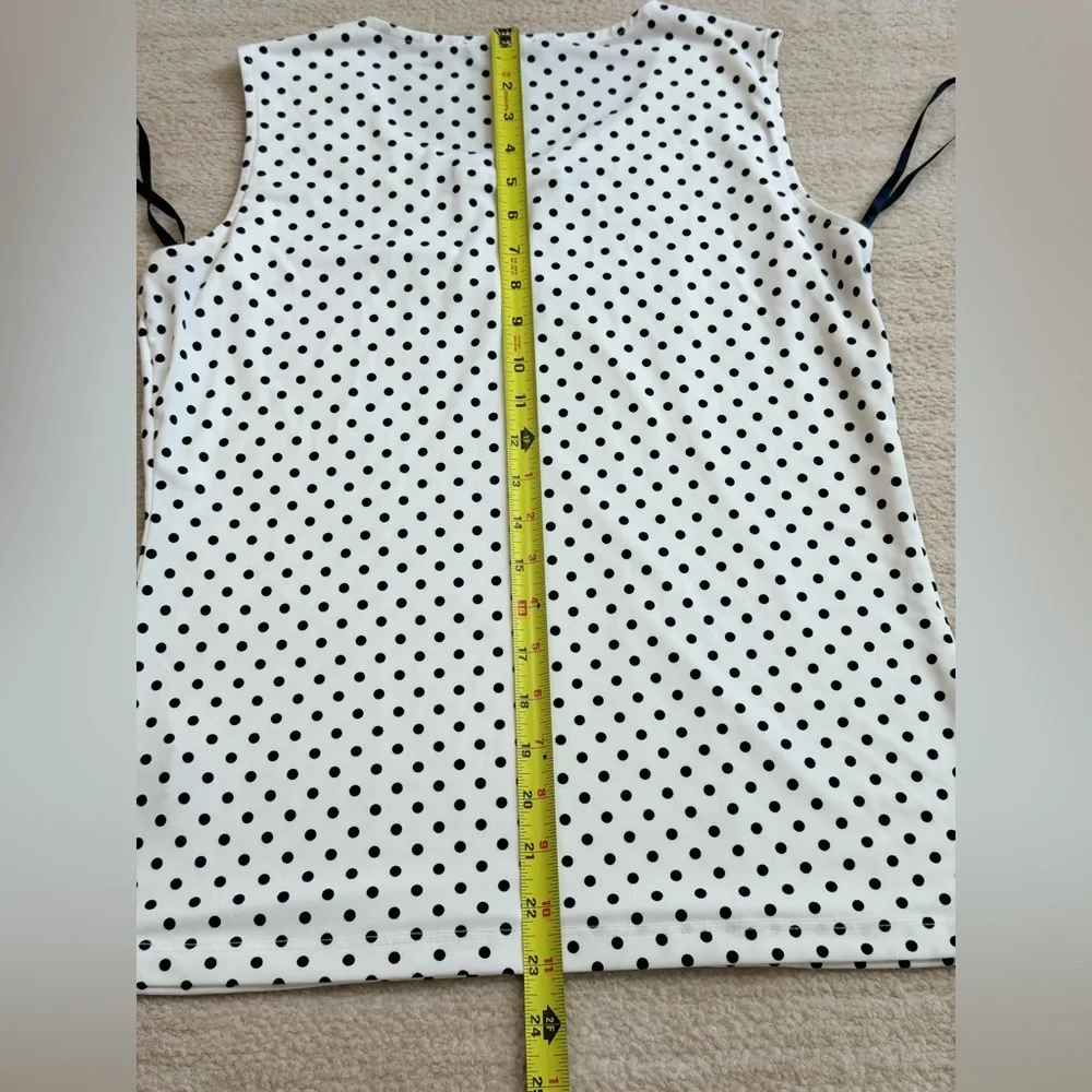Tommy Hilfiger Women's White/Black Polka Dot Sleeveless Blouse, Size Medium - Picture 7 of 9